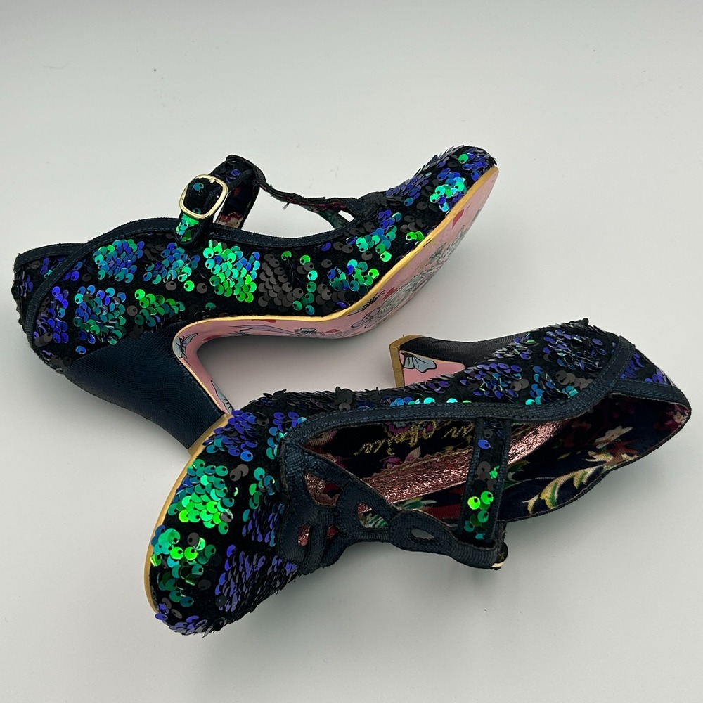 Irregular Choice Green Blue Sequin Party Heels Holiday Christmas Mermaid Oz -6.5 - Picture 8 of 16